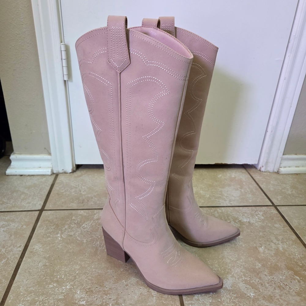 MIA Pink Western Cowboy Boots Pointed Toe Block Heel Womens 7M